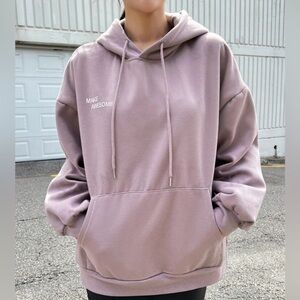 DAZY Letter Grphic Drop Shoulder Drastring Hoodie (Lilac)
